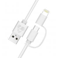 Καλώδιο USB σε Micro/Lightning prime PT-707 MFi 1m λευκό Powertech PT-707